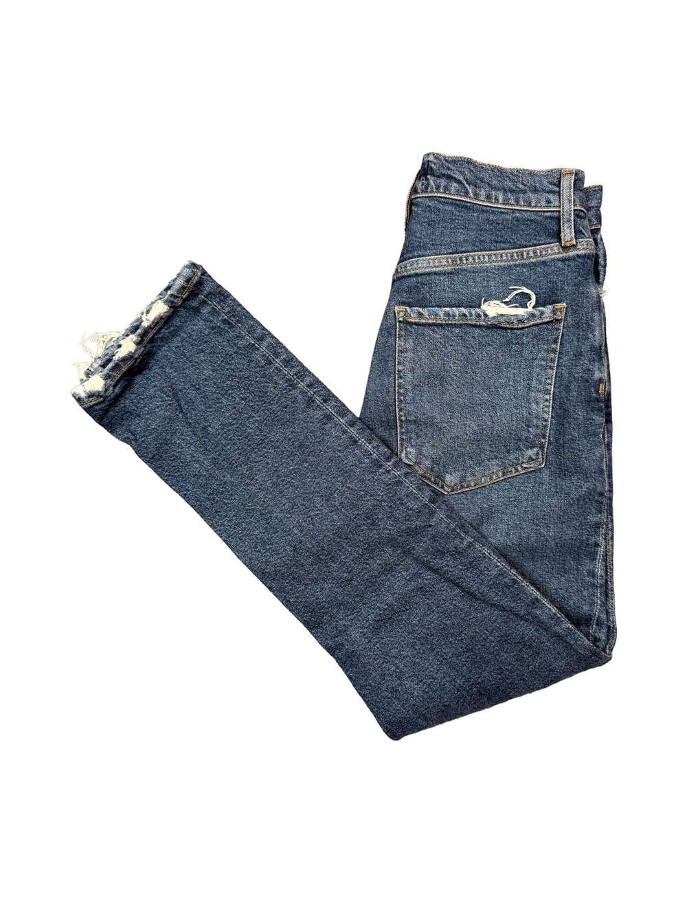 AGOLDE Riley Jeans Womens 25 High Rise Straight Crop Medium Distressed Denim